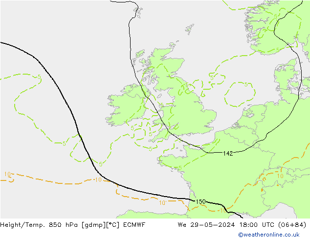 Z500/Rain (+SLP)/Z850 ECMWF  29.05.2024 18 UTC