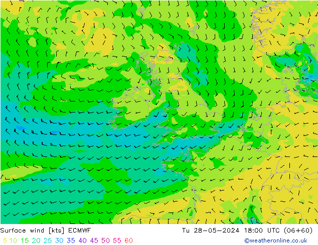 Rüzgar 10 m ECMWF Sa 28.05.2024 18 UTC