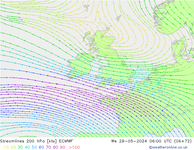 ветер 200 гПа ECMWF ср 29.05.2024 06 UTC