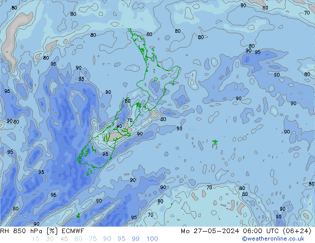 RH 850 hPa ECMWF Mo 27.05.2024 06 UTC