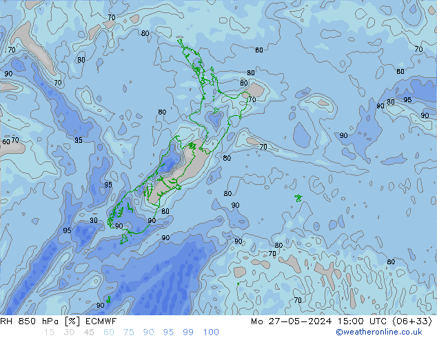 RH 850 hPa ECMWF lun 27.05.2024 15 UTC