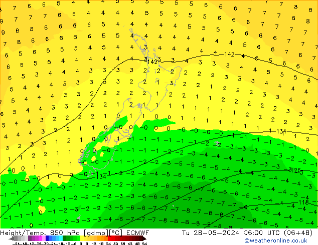 Z500/Rain (+SLP)/Z850 ECMWF Tu 28.05.2024 06 UTC