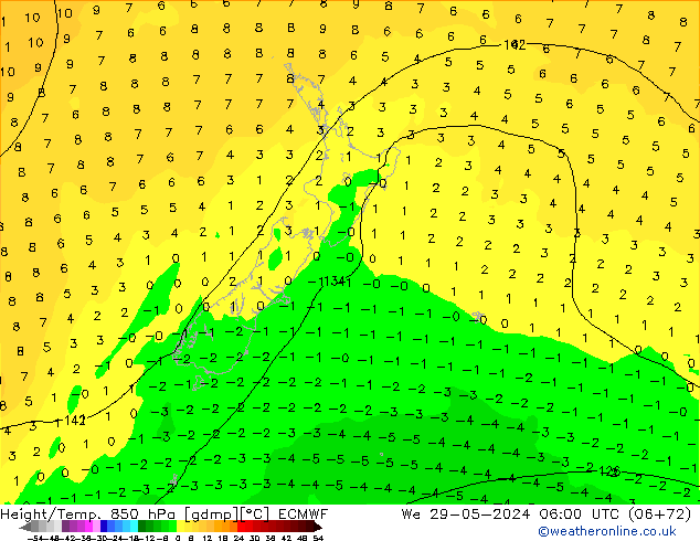 Z500/Rain (+SLP)/Z850 ECMWF St 29.05.2024 06 UTC