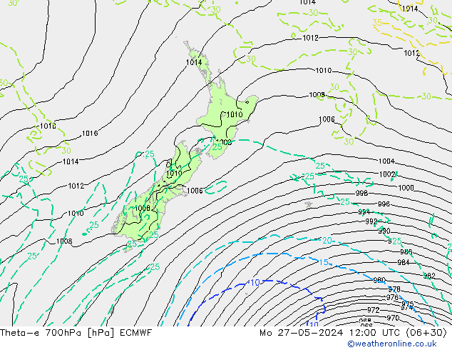 Theta-e 700hPa ECMWF  27.05.2024 12 UTC