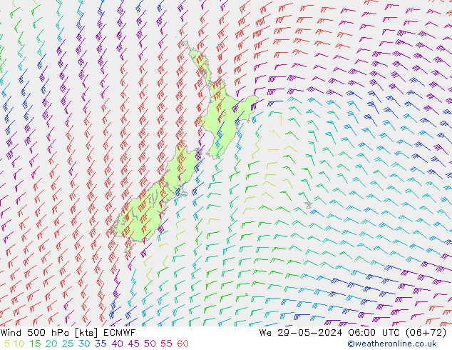 Wind 500 hPa ECMWF Mi 29.05.2024 06 UTC