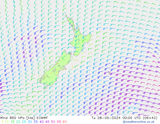 Wind 850 hPa ECMWF Tu 28.05.2024 00 UTC