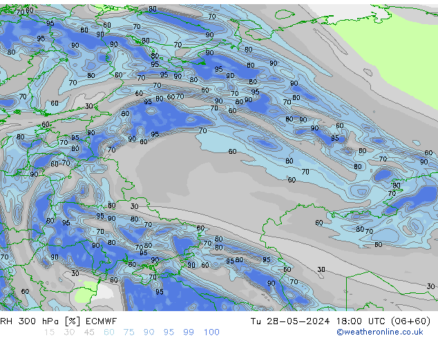 RH 300 hPa ECMWF  28.05.2024 18 UTC