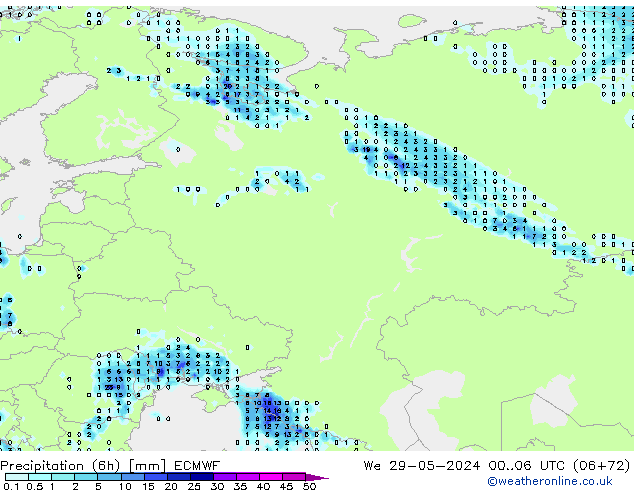 Z500/Yağmur (+YB)/Z850 ECMWF Çar 29.05.2024 06 UTC