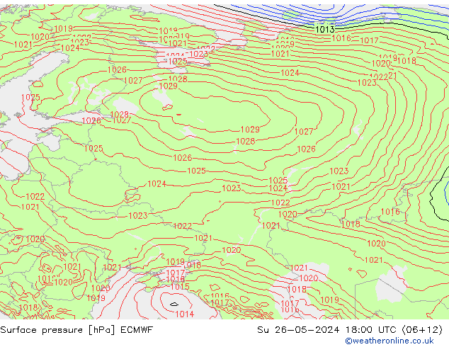 Surface pressure ECMWF Su 26.05.2024 18 UTC