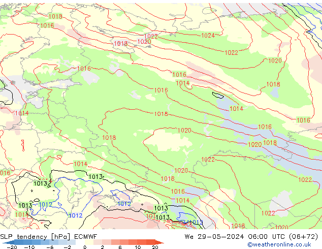 Drucktendenz ECMWF Mi 29.05.2024 06 UTC