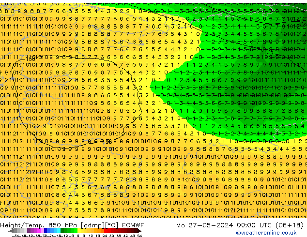 Z500/Rain (+SLP)/Z850 ECMWF Mo 27.05.2024 00 UTC