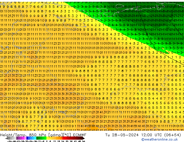 Z500/Rain (+SLP)/Z850 ECMWF mar 28.05.2024 12 UTC