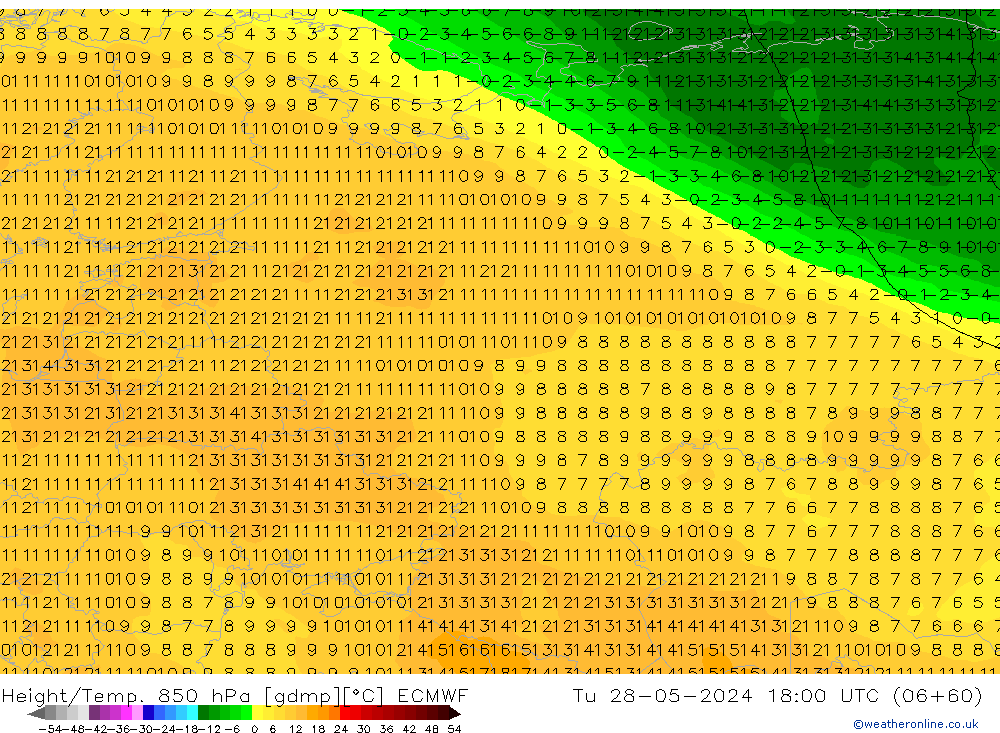 Z500/Regen(+SLP)/Z850 ECMWF di 28.05.2024 18 UTC