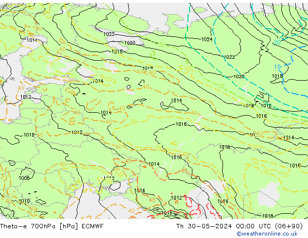 Theta-e 700hPa ECMWF Per 30.05.2024 00 UTC