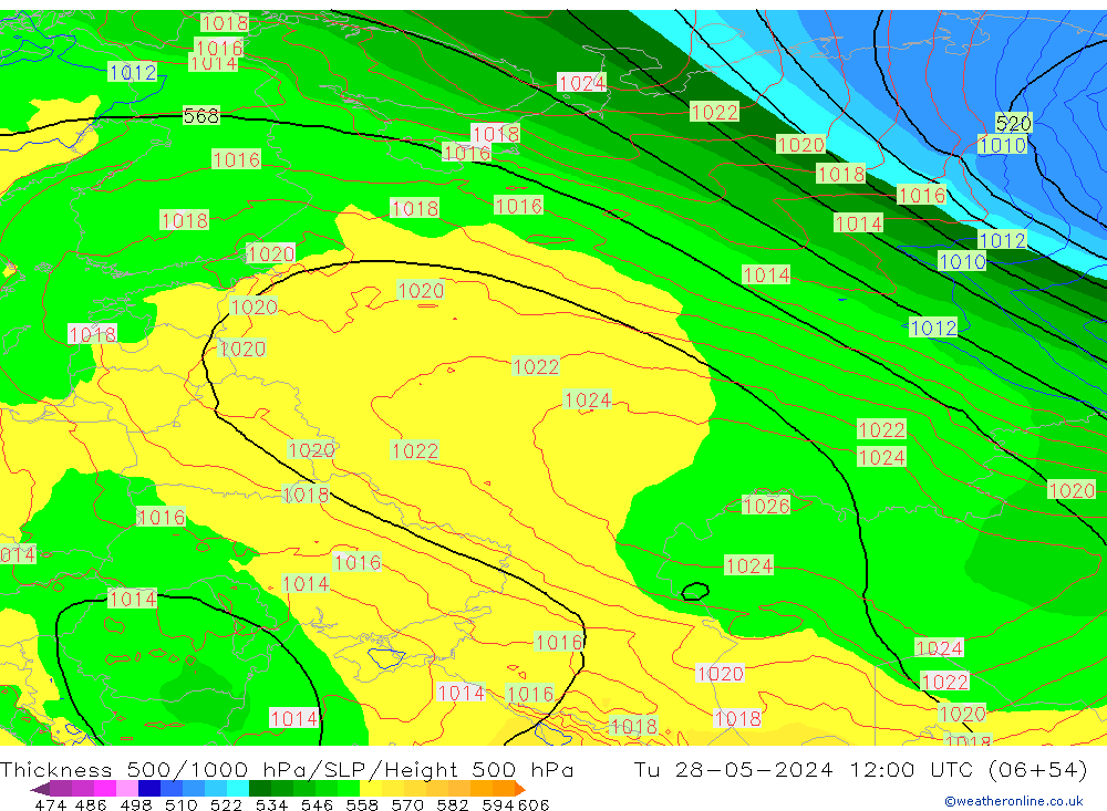 500-1000 hPa Kalınlığı ECMWF Sa 28.05.2024 12 UTC