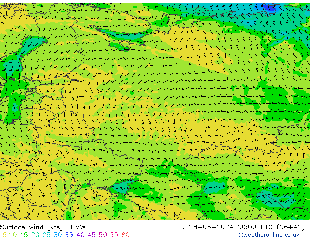 Surface wind ECMWF Tu 28.05.2024 00 UTC