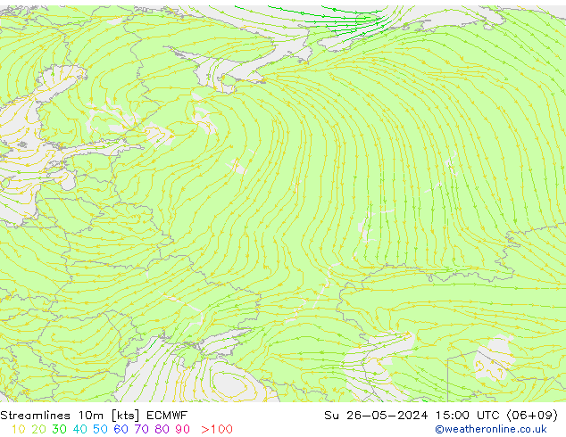 ветер 10m ECMWF Вс 26.05.2024 15 UTC