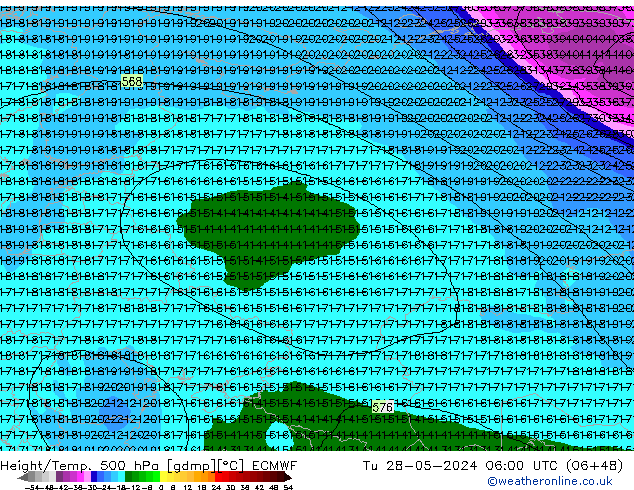 Z500/Regen(+SLP)/Z850 ECMWF di 28.05.2024 06 UTC