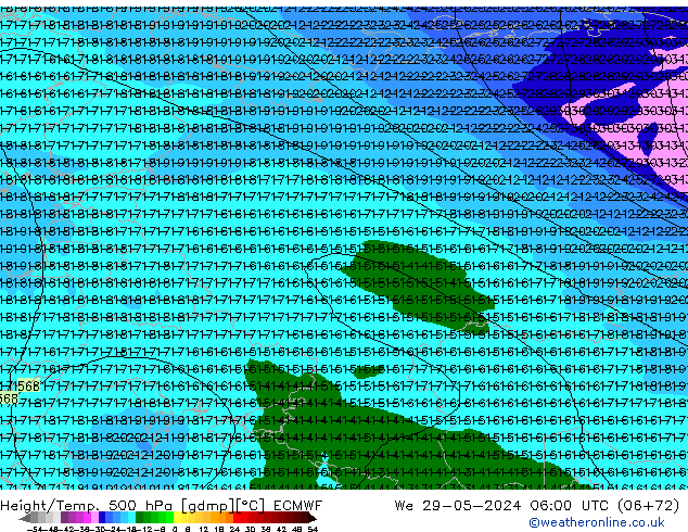 Z500/Yağmur (+YB)/Z850 ECMWF Çar 29.05.2024 06 UTC