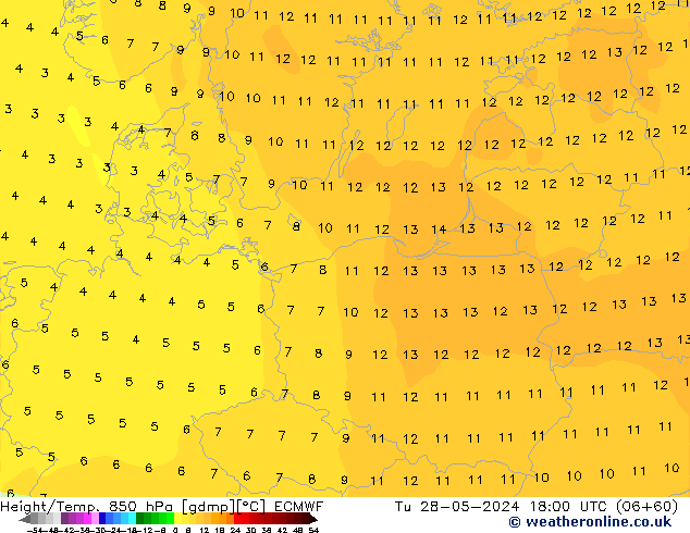 Z500/Rain (+SLP)/Z850 ECMWF Tu 28.05.2024 18 UTC