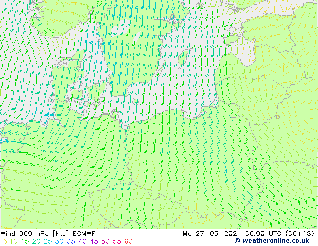 Wind 900 hPa ECMWF ma 27.05.2024 00 UTC