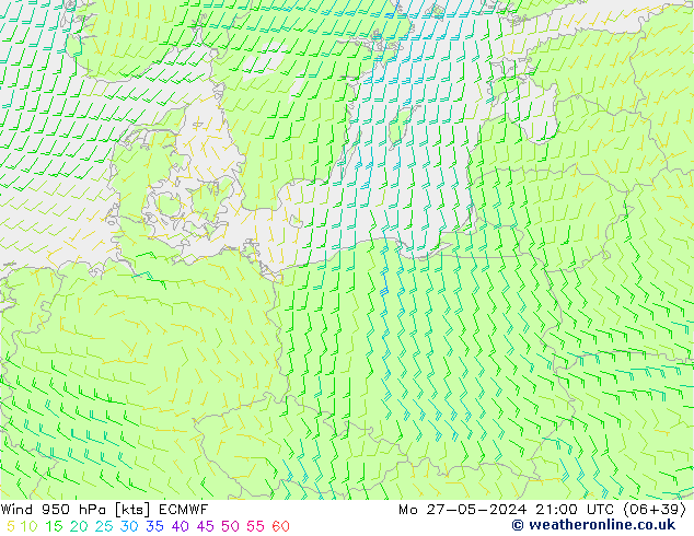 Wind 950 hPa ECMWF ma 27.05.2024 21 UTC