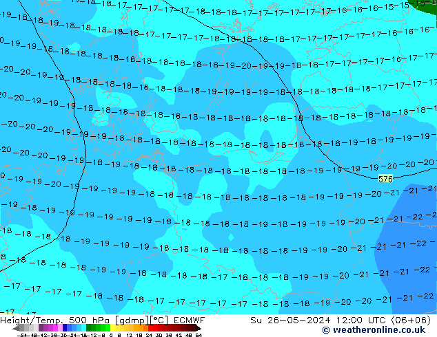 Z500/Rain (+SLP)/Z850 ECMWF nie. 26.05.2024 12 UTC