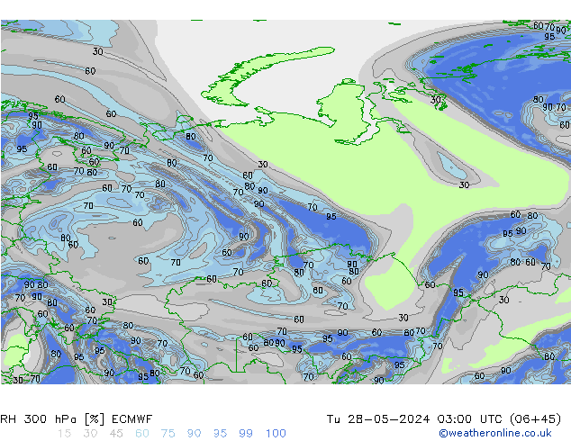 RH 300 hPa ECMWF Ter 28.05.2024 03 UTC