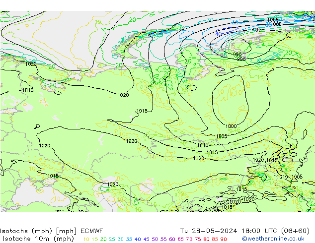 Isotachen (mph) ECMWF di 28.05.2024 18 UTC