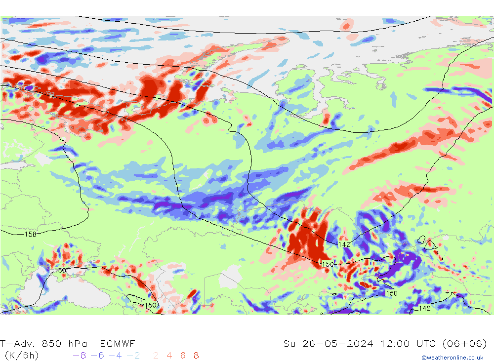 T-Adv. 850 hPa ECMWF Su 26.05.2024 12 UTC