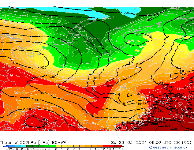 Theta-W 850hPa ECMWF Su 26.05.2024 06 UTC