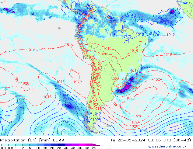 Z500/Rain (+SLP)/Z850 ECMWF mar 28.05.2024 06 UTC