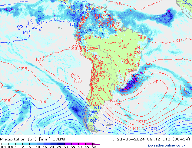 Z500/Rain (+SLP)/Z850 ECMWF  28.05.2024 12 UTC