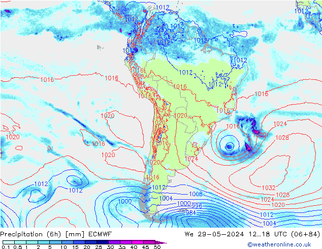 Z500/Rain (+SLP)/Z850 ECMWF mié 29.05.2024 18 UTC