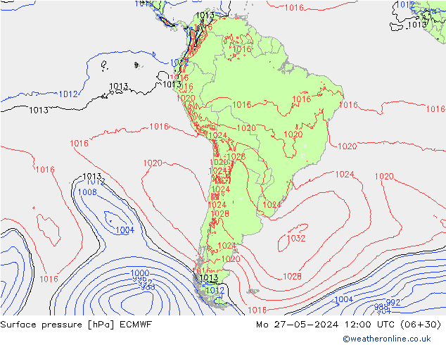 ciśnienie ECMWF pon. 27.05.2024 12 UTC