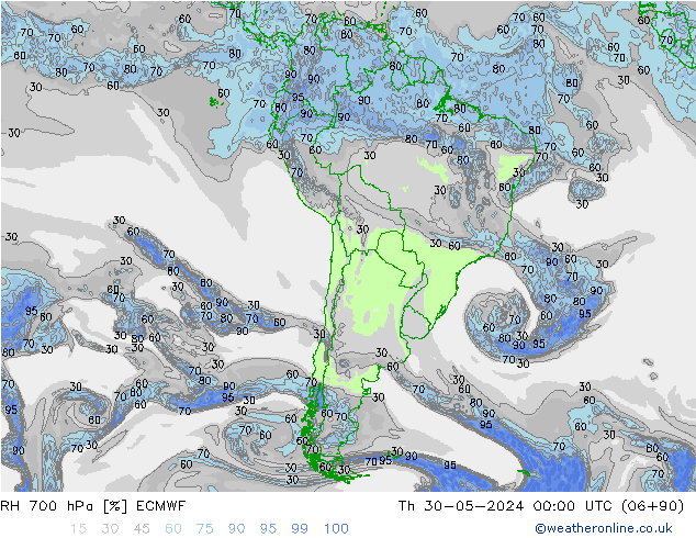 RH 700 hPa ECMWF Do 30.05.2024 00 UTC