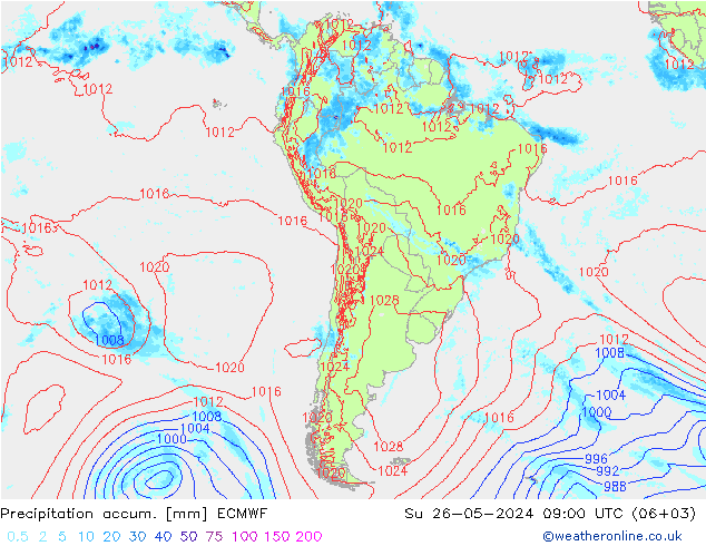 Precipitation accum. ECMWF Su 26.05.2024 09 UTC