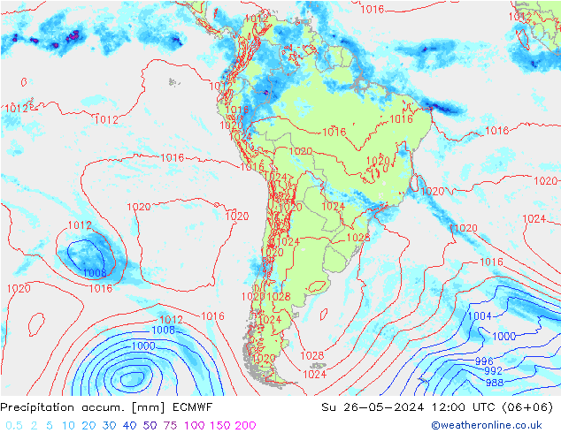 Totale neerslag ECMWF zo 26.05.2024 12 UTC