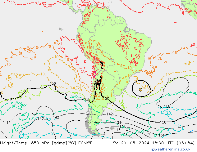 Z500/Rain (+SLP)/Z850 ECMWF mié 29.05.2024 18 UTC