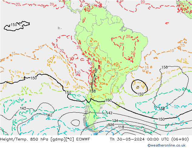 Z500/Yağmur (+YB)/Z850 ECMWF Per 30.05.2024 00 UTC