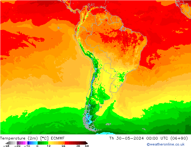 Sıcaklık Haritası (2m) ECMWF Per 30.05.2024 00 UTC