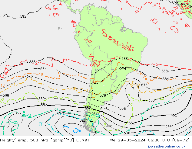 Z500/Rain (+SLP)/Z850 ECMWF mer 29.05.2024 06 UTC