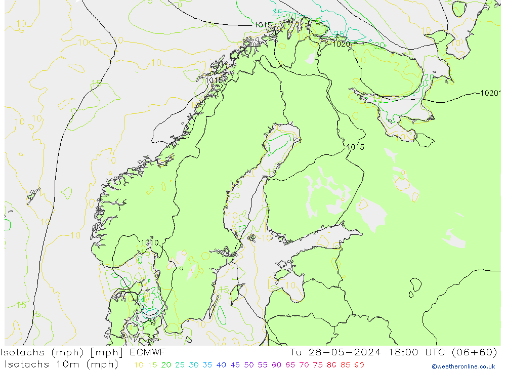 Eşrüzgar Hızları mph ECMWF Sa 28.05.2024 18 UTC