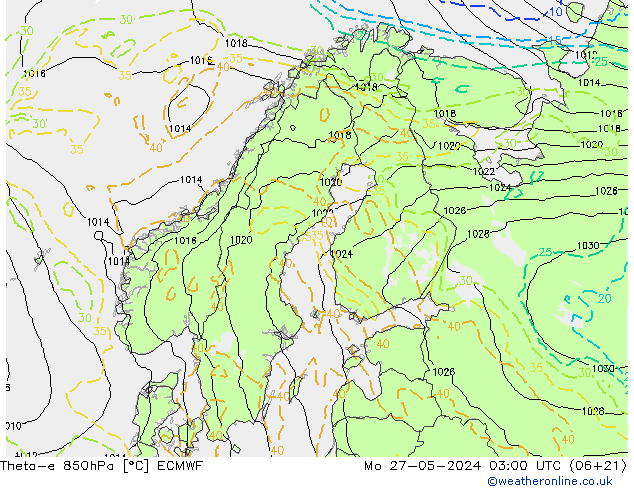 Theta-e 850hPa ECMWF Seg 27.05.2024 03 UTC