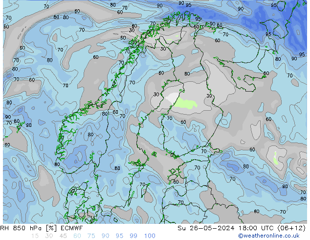 RH 850 hPa ECMWF So 26.05.2024 18 UTC