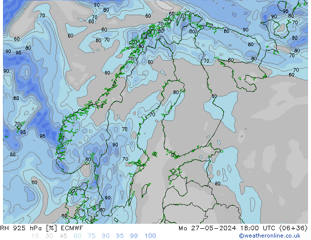 RH 925 hPa ECMWF Mo 27.05.2024 18 UTC