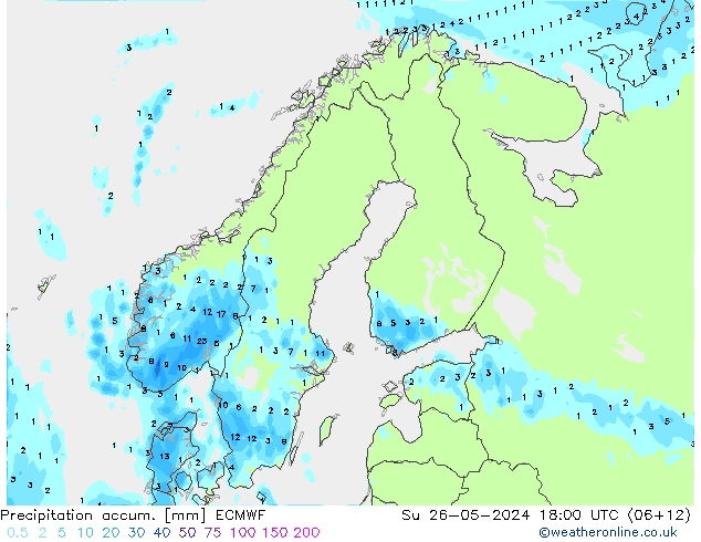 Precipitation accum. ECMWF nie. 26.05.2024 18 UTC
