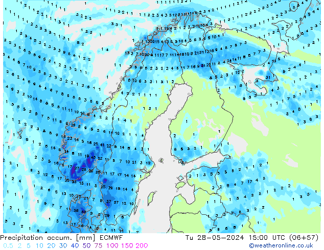 Toplam Yağış ECMWF Sa 28.05.2024 15 UTC