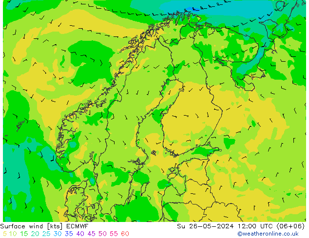 Vento 10 m ECMWF Dom 26.05.2024 12 UTC