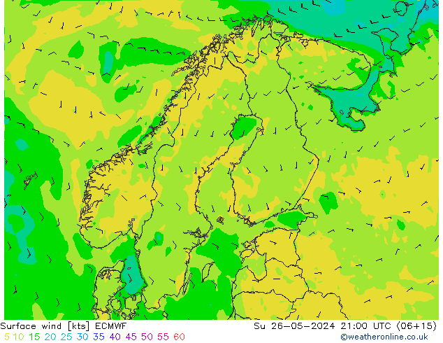 Surface wind ECMWF Su 26.05.2024 21 UTC